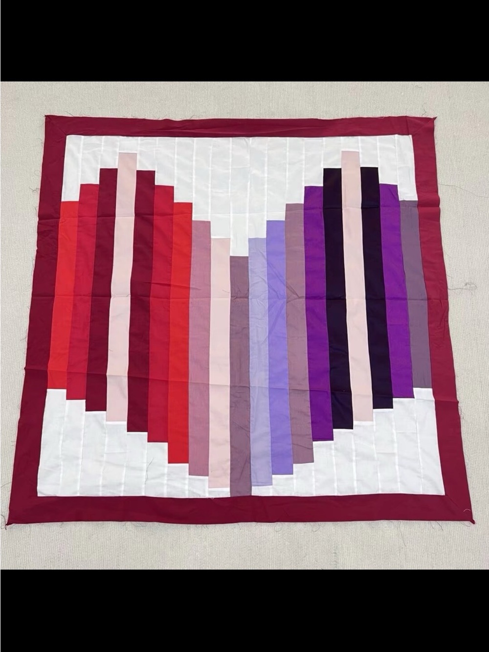 Handmade Double Wedding Ring Baby Quilt Top 47x47" Pieced~ BABY/BED/Wall Decor
